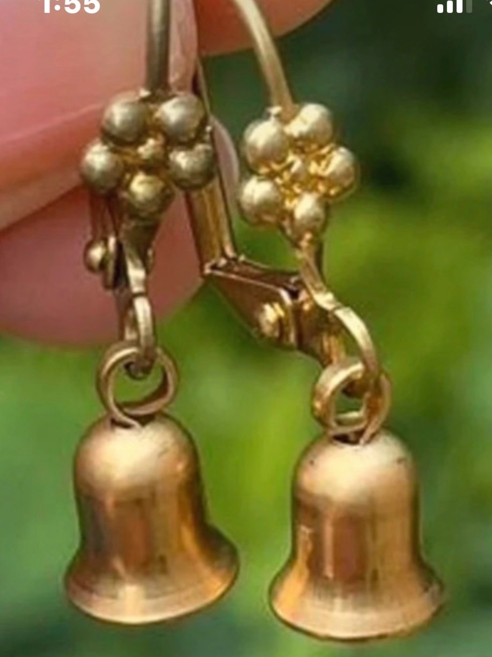 Vintage Fairy Tiny Gold Bell Earrings